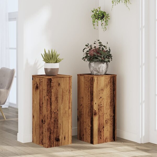 Podstawki pod doniczki, 2 szt., stare drewno, 30x30x70 cm