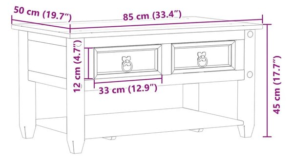 Sosnowy stolik kawowy z 2 szufladami K8-F96