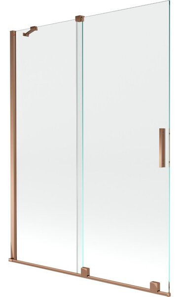 Mexen Velar parawan nawannowy 2-skrzydłowy rozsuwany 130 x 150 cm, transparent, różowe złoto - 896-130-000-01-60