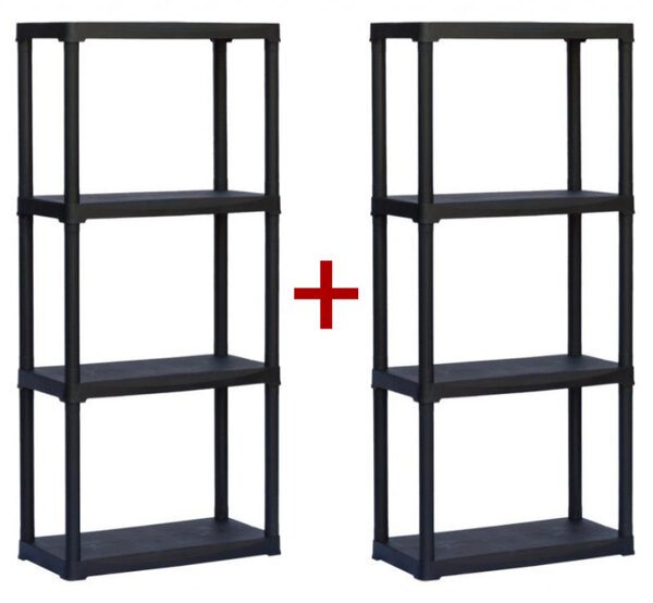 Regał plastikowy TEMPO 1+1 GRATIS, 1330x600x300 mm, 4 półki
