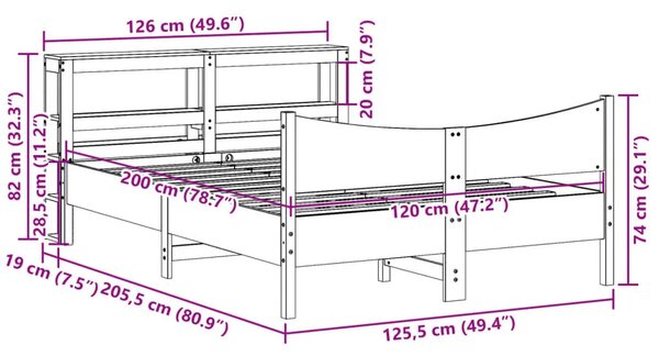 Białe sosnowe łóżko z zagłówkiem 120x200 T5-Z87