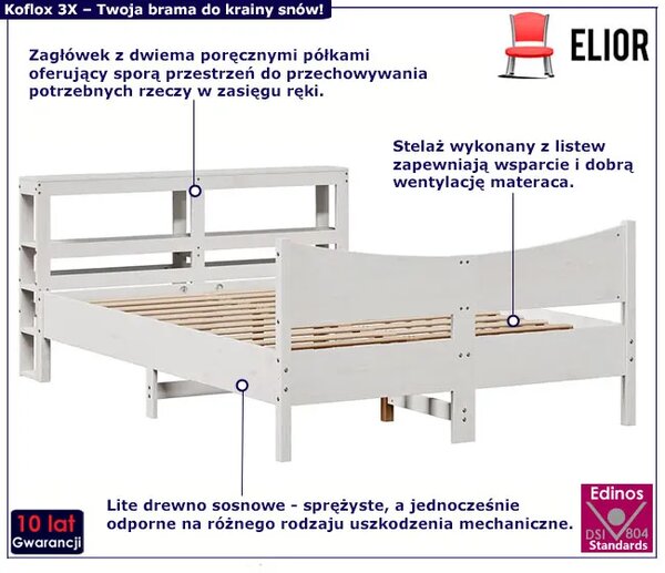 Białe sosnowe łóżko z zagłówkiem 120x200 T5-Z87