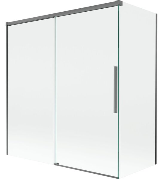 Mexen Rox parawan nawannowy 2-skrzydłowy rozsuwany 150 + 70 x 150 cm, transparent, gun metal - 8C9-150-070-95-00