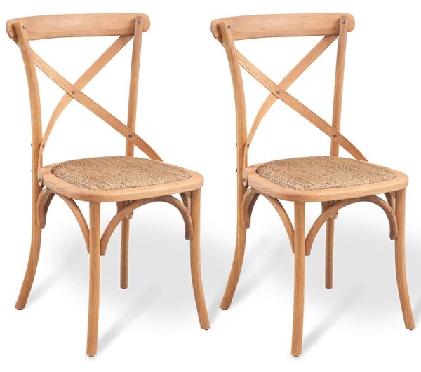 Krzesła stołowe, 2 szt., lite drewno dębowe