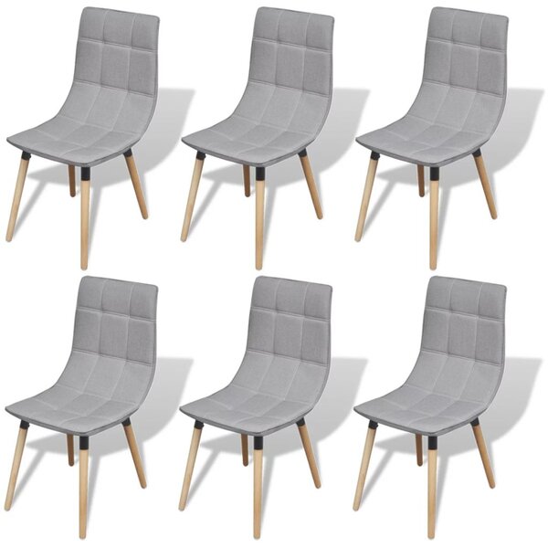 Krzesła stołowe, 6 szt., jasnoszare, tkanina