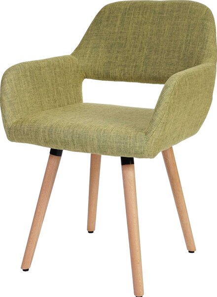 Krzesło do jadalni HWC-A50 II, krzesło kuchenne, design retro 50s ~ tkanina, jasnozielony, jasne nogi
