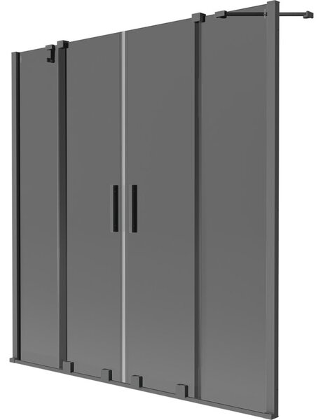 Mexen Velar Duo parawan nawannowy 2-skrzydłowy rozsuwany 160 x 150 cm, grafit, gun metal - 896-160-000-42-95