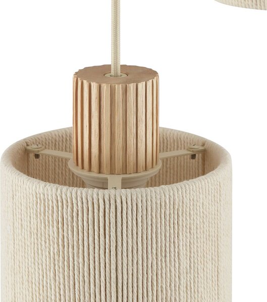 Brilliant Lampa wisząca Arlo, możliwość ściemniania, kremowy / amber, salon / jadalnia, tkanina / materiał / jedwab, nowoczesny