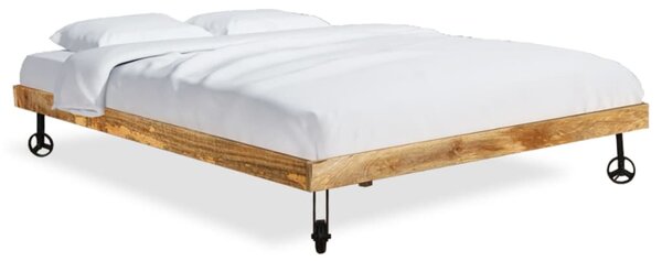 Łóżko z ramą z surowego drewna mango, 140 x 200 cm