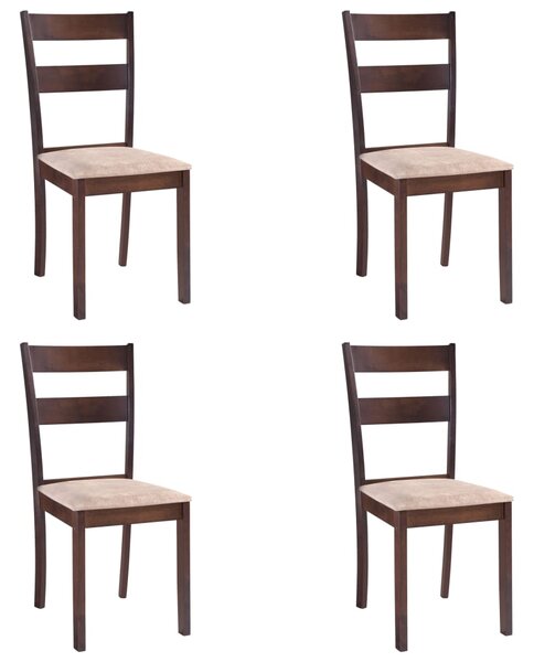 Krzesła stołowe, 4 szt., brązowe, lite drewno kauczukowca