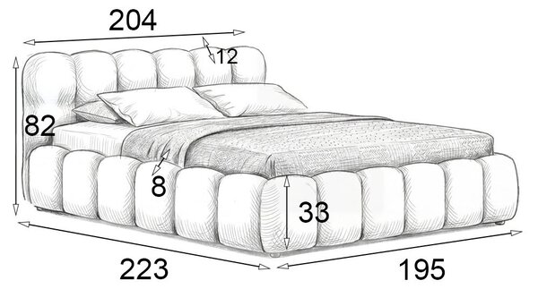 MebleMWM Łóżko tapicerowane z pojemnikiem SFG0213 | 180x200 | Boucle | Ecru #33