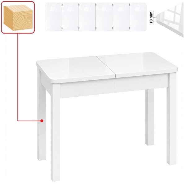 Stół 60x80/280 cm prostokątny rozkładany, blat zaowalony 1,8 cm, nogi i calgi Drewniane „ Kwadratowe ” I ArtDHome