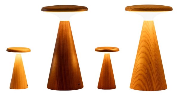 Lampa stołowa LED w ciemnym naturalnym kolorze z drewnianym kloszem (wysokość 14 cm) Sylva – Gingko