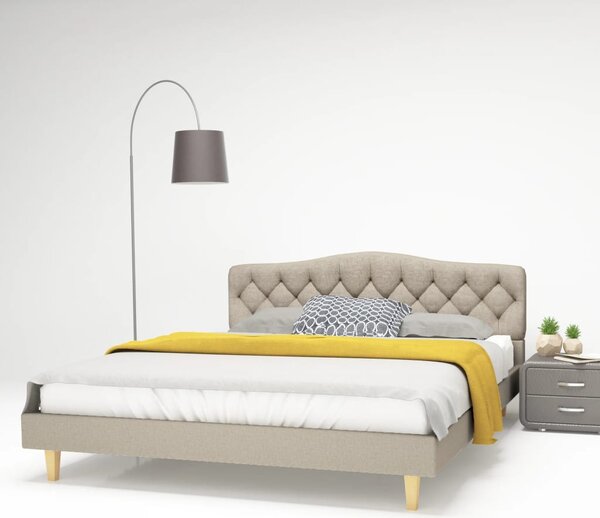 Rama łóżka, tkanina, beżowa, 160 x 200 cm