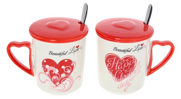 Zestaw kubków Beautiful Love I z przykrywką 350ml