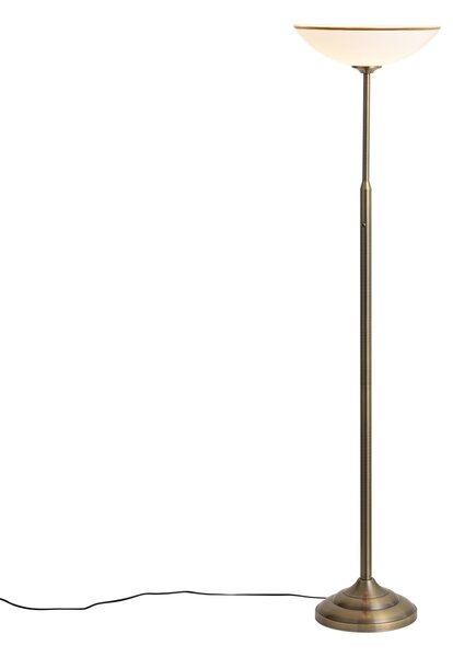 Klasyczna lampa podłogowa brązowa z opalowym szkłem - Katarina