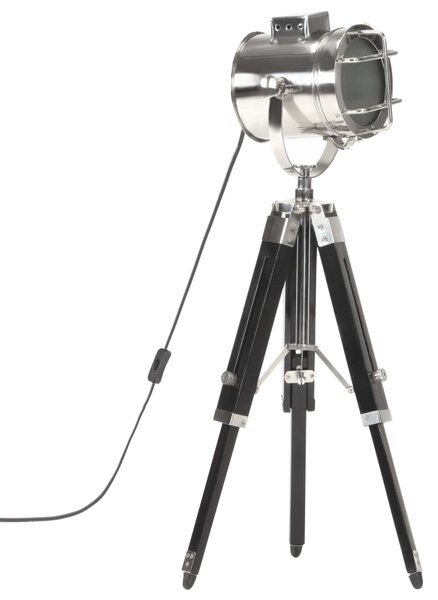 Lampa podłogowa na trójnogu, czarna, lite drewno mango, 69 cm