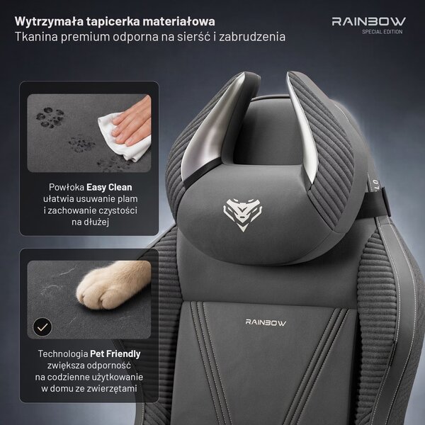 Fotel gamingowy materiałowy Diablo X-Horn 2.0 Normal Size, Rainbow Grey