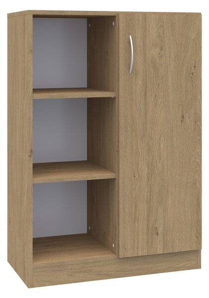 Jednodrzwiowa szafka biurowa na klucz Simple z półkami, 80x40x120,5 cm, index 80-3P-1F3
