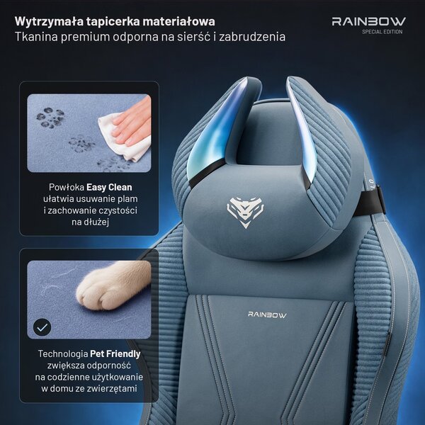 Fotel gamingowy materiałowy Diablo X-Horn 2.0 Normal Size, Rainbow Blue
