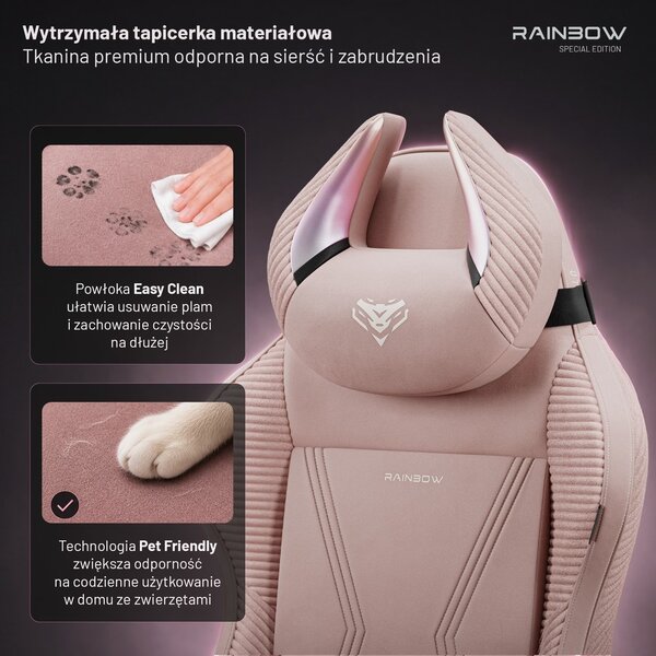 Fotel gamingowy materiałowy Diablo X-Horn 2.0 Normal Size, Rainbow Pink