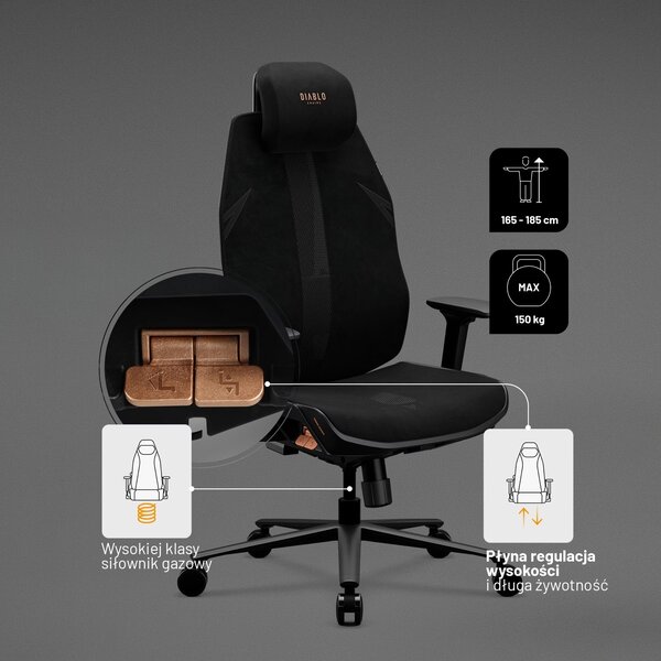 Fotel biurowy ergonomiczny Diablo V-Flash Ultra Black