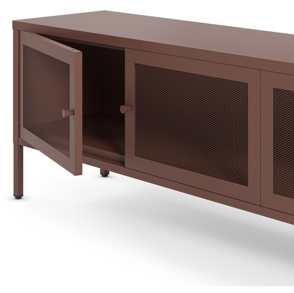 Bordowa metalowa szafka pod TV 160x50x35 cm Fayna – Marckeric