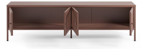 Bordowa metalowa szafka pod TV 160x50x35 cm Fayna – Marckeric