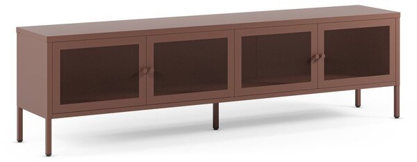 Bordowa metalowa szafka pod TV 160x50x35 cm Fayna – Marckeric