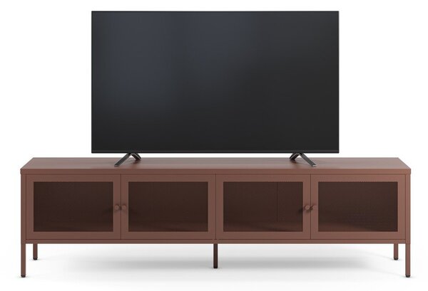 Bordowa metalowa szafka pod TV 160x50x35 cm Fayna – Marckeric