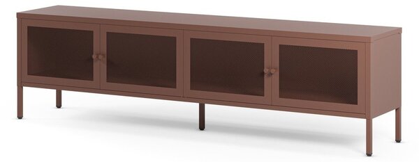 Bordowa metalowa szafka pod TV 160x50x35 cm Fayna – Marckeric