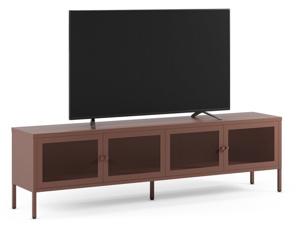Bordowa metalowa szafka pod TV 160x50x35 cm Fayna – Marckeric