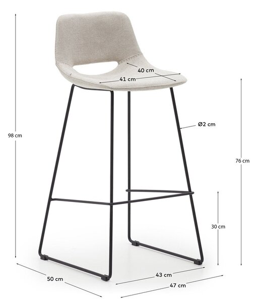 Beżowy hoker (wysokość siedziska 76 cm) Zahara – Kave Home