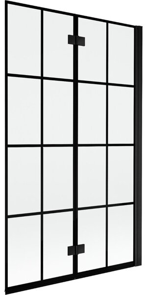 Mexen Mist parawan nawannowy 2-skrzydłowy prawy 110 x 150 cm, czarna kratka, czarny - 8A9-110-002-70-77-P
