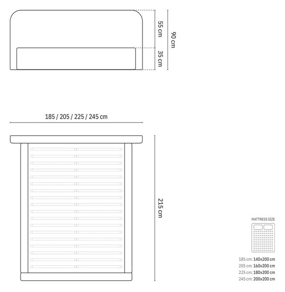Szarobrązowe tapicerowane łóżko dwuosobowe ze schowkiem i stelażem 160x200 cm Elizabeth – Micadoni