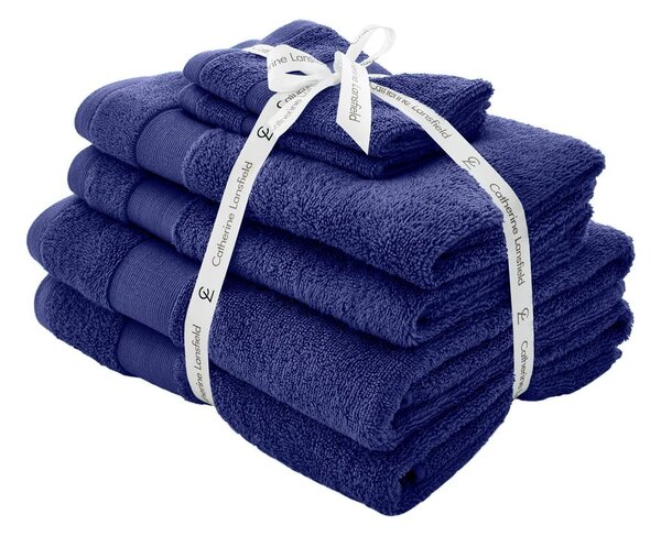 Ciemnoniebieskie bawełniane ręczniki frotte zestaw 6 szt. Anti-Bacterial – Catherine Lansfield