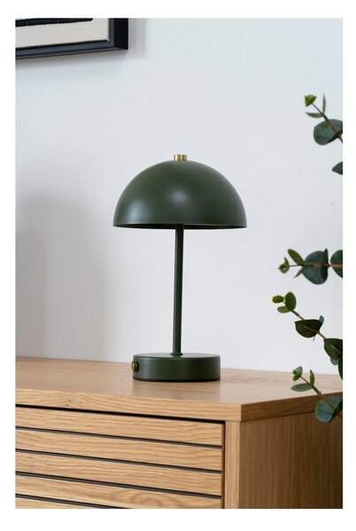 Ciemnozielona lampa stołowa LED z metalowym kloszem (wysokość 25 cm) Holt – House Nordic