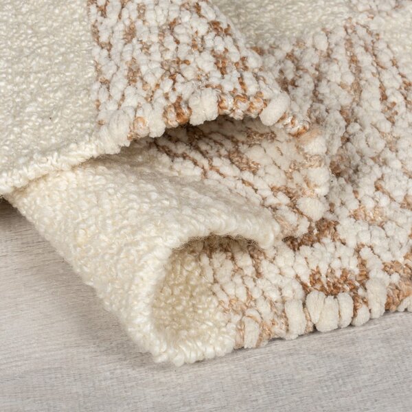 Kremowo-naturalny dywan z mieszanki wełny tkany ręcznie 200x300 cm Eric Checkboard – Flair Rugs