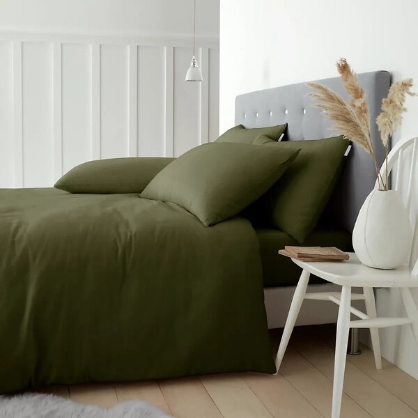 Flanelowa pościel dwuosobowa w kolorze khaki 200x200 cm Brushed – Catherine Lansfield