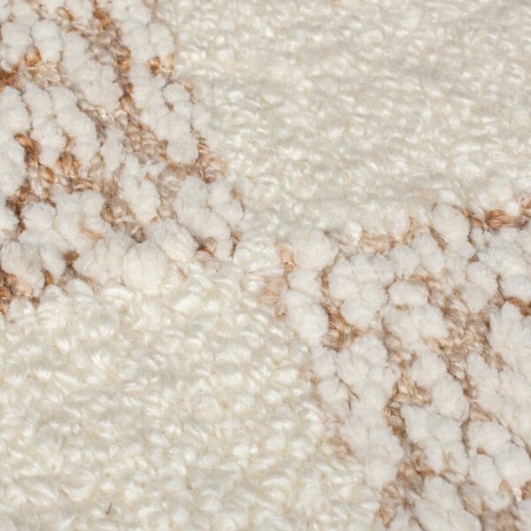 Kremowo-naturalny dywan z mieszanki wełny tkany ręcznie 200x300 cm Eric Checkboard – Flair Rugs