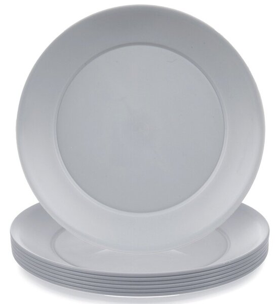 Talerze obiadowe płytkie plastikowe szare SANDY 23,5 cm 6 szt