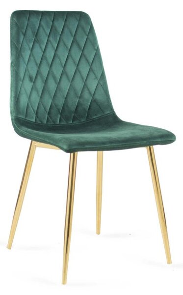 Krzesło tapicerowane Zielone welur do jadalni, Złote nogi VERSO