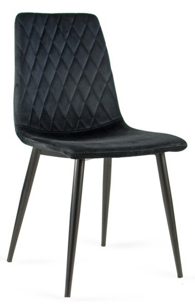 Krzesło tapicerowane Czarne welur do jadalni, Czarne nogi VERSO