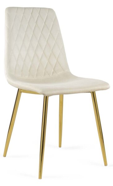 Krzesło tapicerowane Beżowe welur do jadalni, Złote nogi VERSO