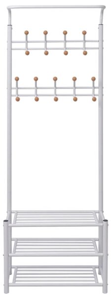 Wieszak na ubrania z półkami na buty, 68x32x182,5 cm, biały