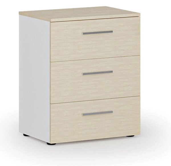 Komoda biurowa do biurka PRIMO WHITE, 740 x 600 x 420 mm, biały/brzoza
