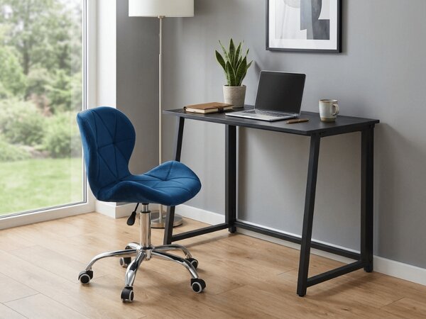 Zestaw do gabinetu ZARIMO stół 80x40 cm, czarny + fotel AVOLA VELVET, niebieski