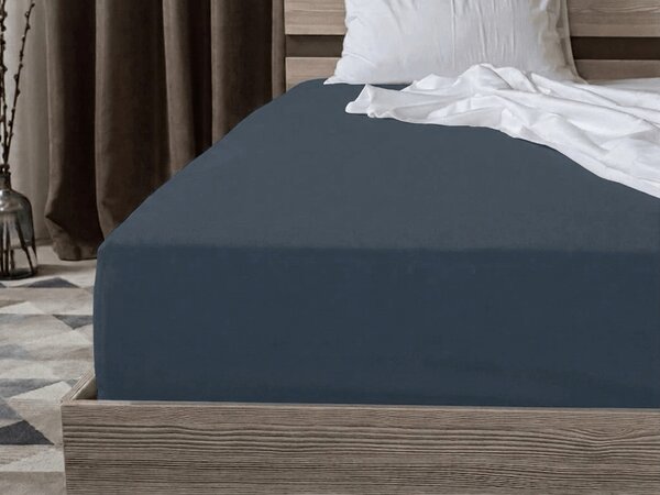 Bawełniane prześcieradło z gumką STANDARD 90 x 200 cm szaroniebieskie