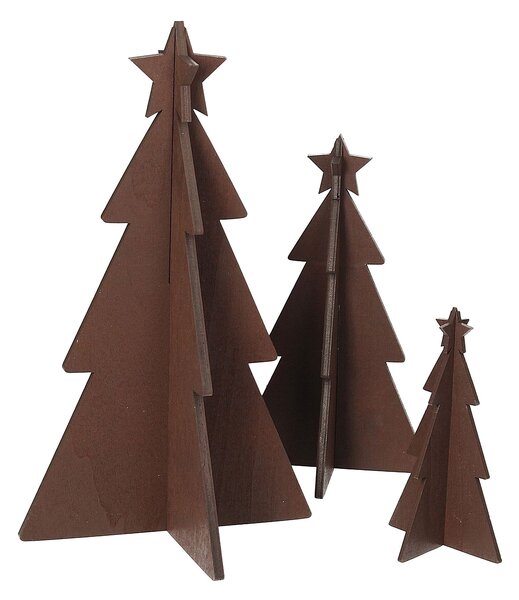 Dekoracja Rustic Trees 3 szt. brown