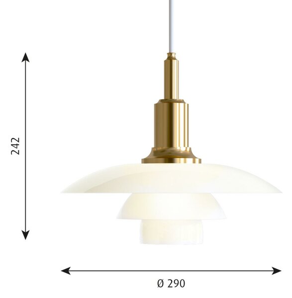 Lampa Wisząca Louis Poulsen, PH 3/2, ściemnialny, złoty | mosiężny, salon, szkło, design